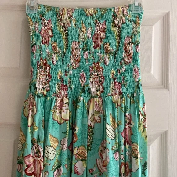 Aqua Blue Floral Maxi Dress - Picture 6 of 10